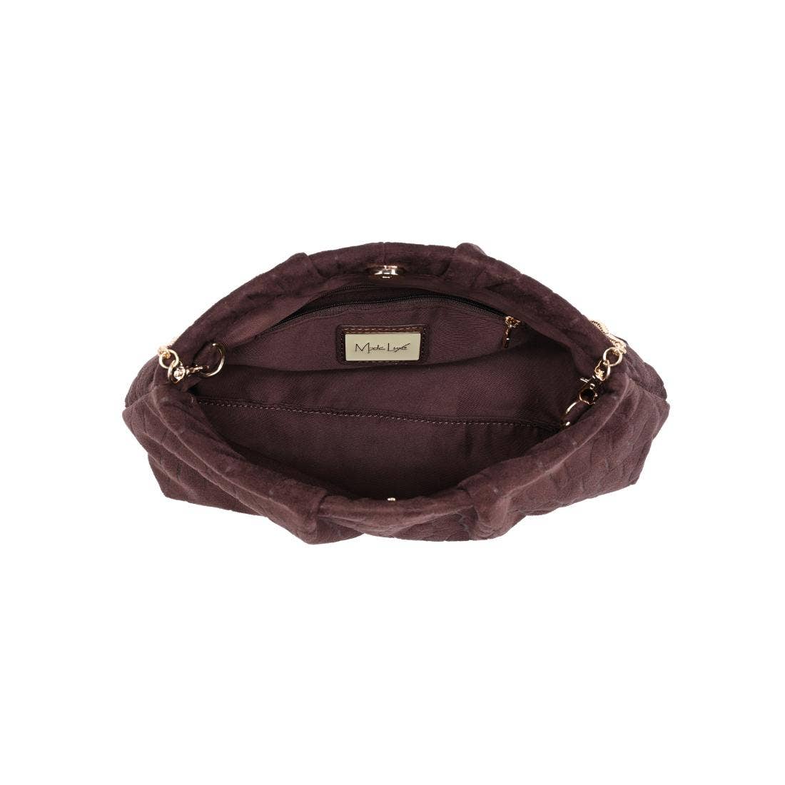 [Moda Luxe - Elva - Croc Embossed Faux Suede Clutch: Tan], [], [Moda Luxe], [Plum Bottom].