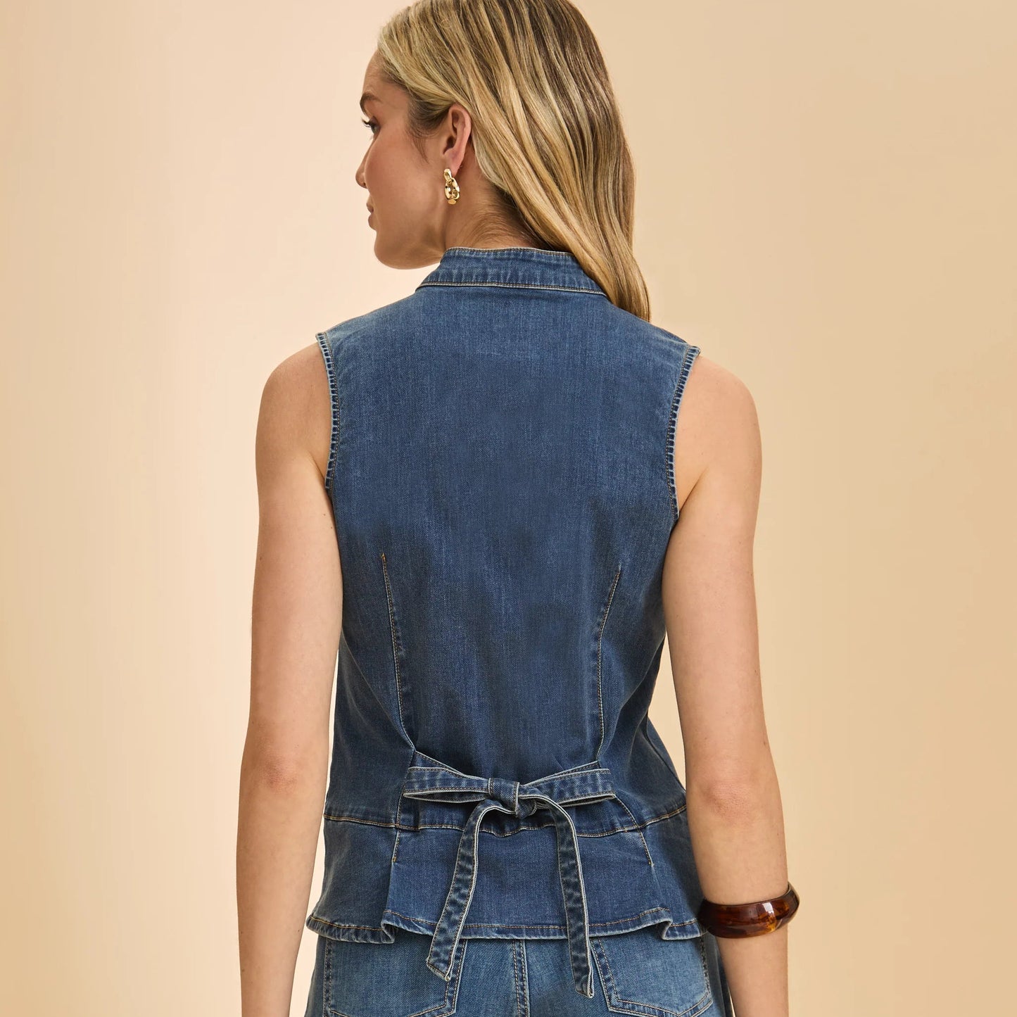 FDJ Button Up Vest Medium Wash