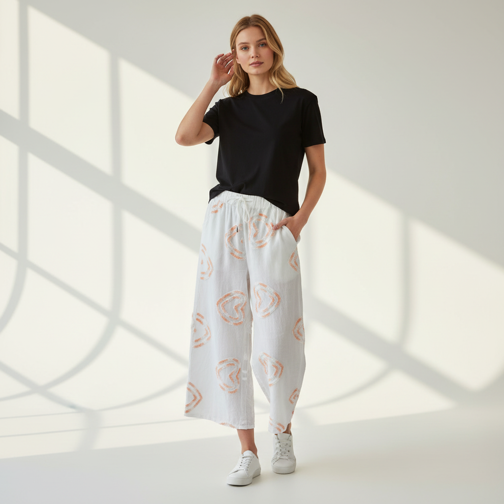 LOOWIE Floral Cotton Pants Orange