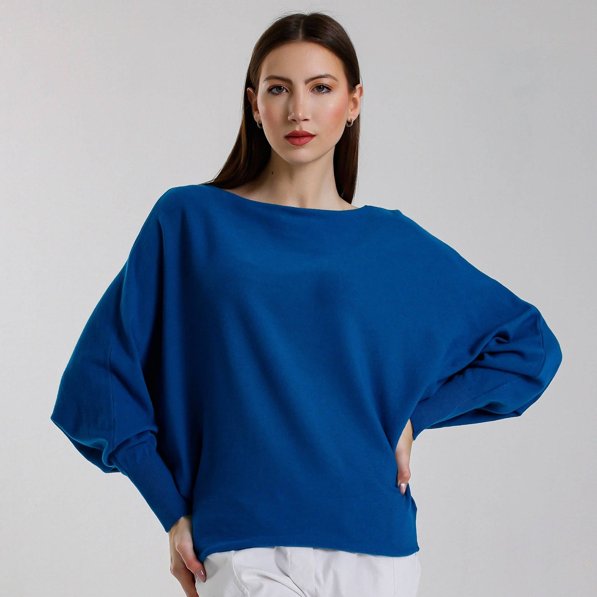 [TINA Stephens Italy/Tees By Tina - Mylah Seriously Soft Batwing Sweater (BLS413): 323 Teal / One Size], [Sweater], [TINA Stephens Italy/Tees By Tina], [Plum Bottom].