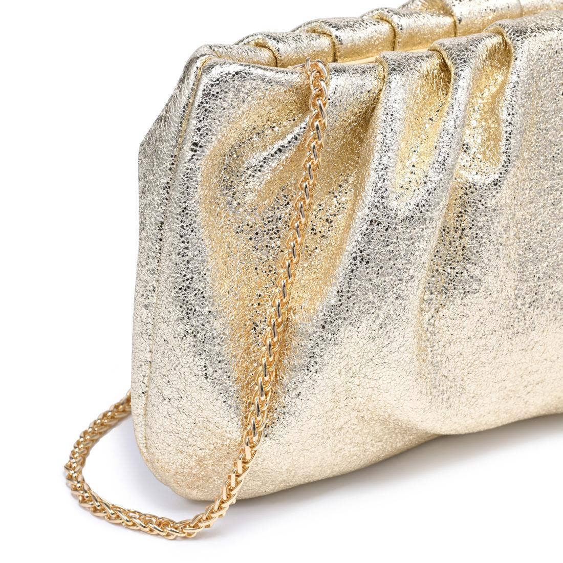 [Moda Luxe - Fancy Clutch: Silver], [Handbags], [Moda Luxe], [Plum Bottom].