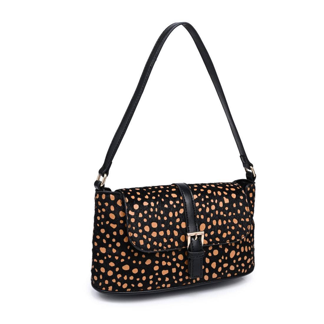 [Moda Luxe - Urisa Shoulder Bag: Black Tan], [Handbag], [Moda Luxe], [Plum Bottom].