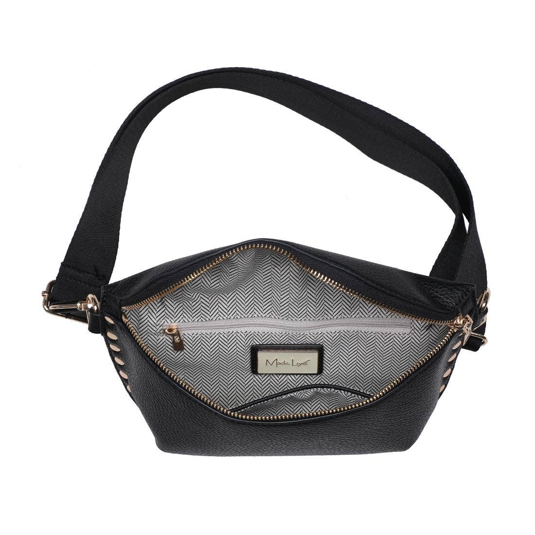 [Moda Luxe - Gizelle Belt Bag: Black], [Handbags], [Moda Luxe], [Plum Bottom].