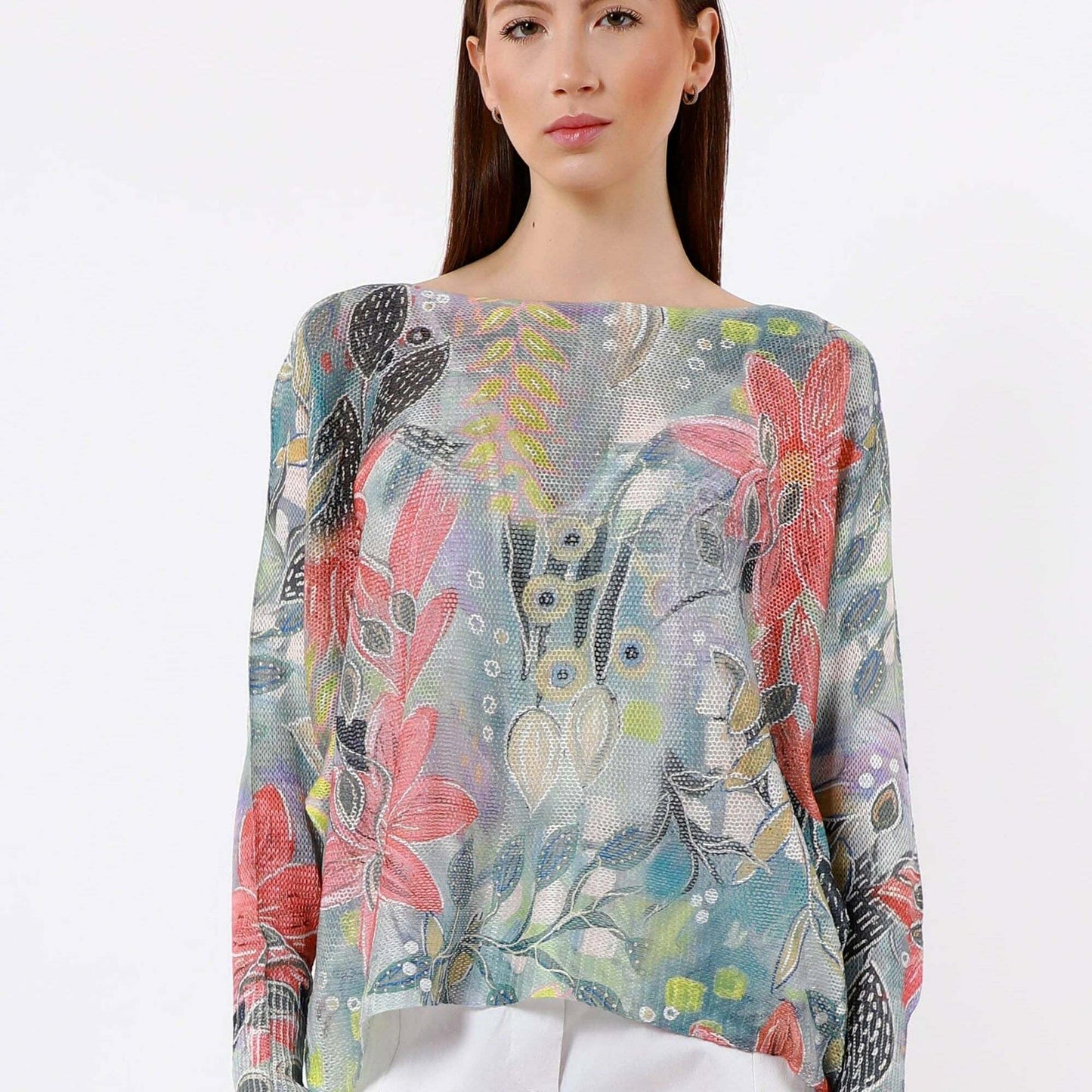 [TINA Stephens Italy/Tees By Tina - Bloom Danielle Batwing Open Knit Sweater (BLS424BL): 428 Celestial Blue / One Size], [CLOTHING], [TINA Stephens Italy/Tees By Tina], [Plum Bottom].