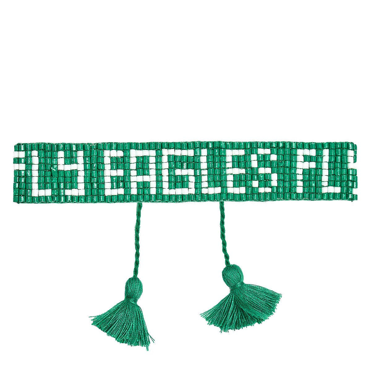 [Lisi Lerch - Shiny Philadelphia Eagles - Beaded Tassel Bracelet - WS: Fly Eagles Narrow], [Bracelets], [Lisi Lerch], [Plum Bottom].