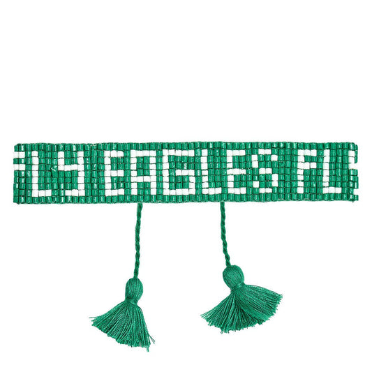 [Lisi Lerch - Shiny Philadelphia Eagles - Beaded Tassel Bracelet - WS: Fly Eagles Narrow], [Bracelets], [Lisi Lerch], [Plum Bottom].