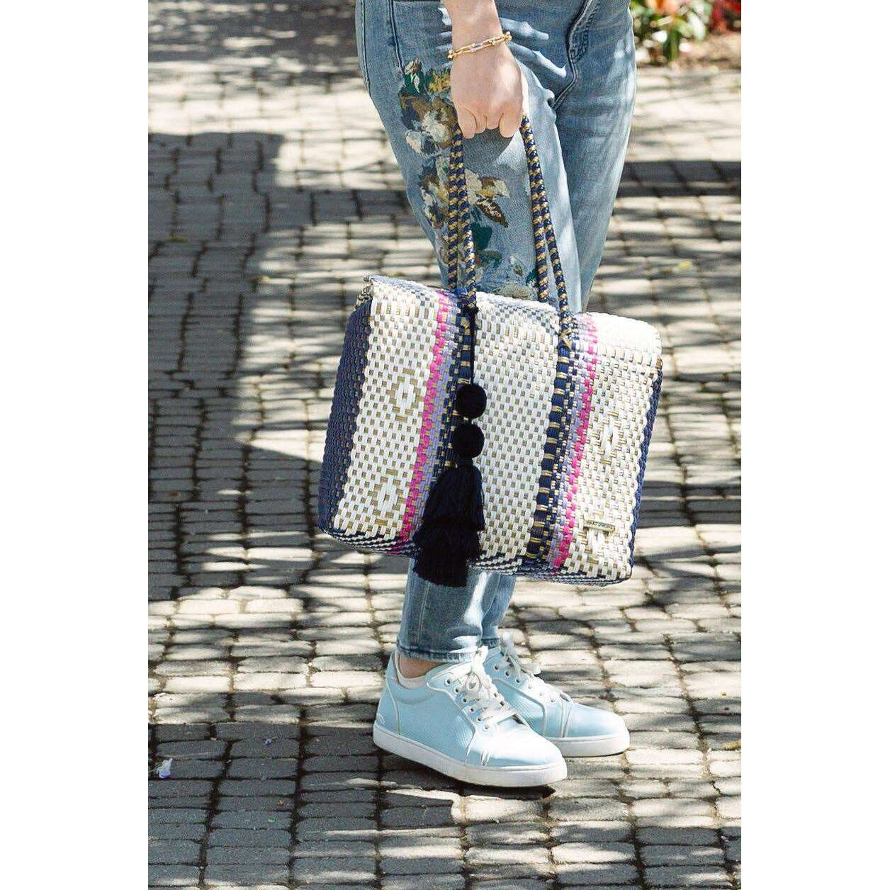 VALEROSA Diagonal Shopper Bag Peony