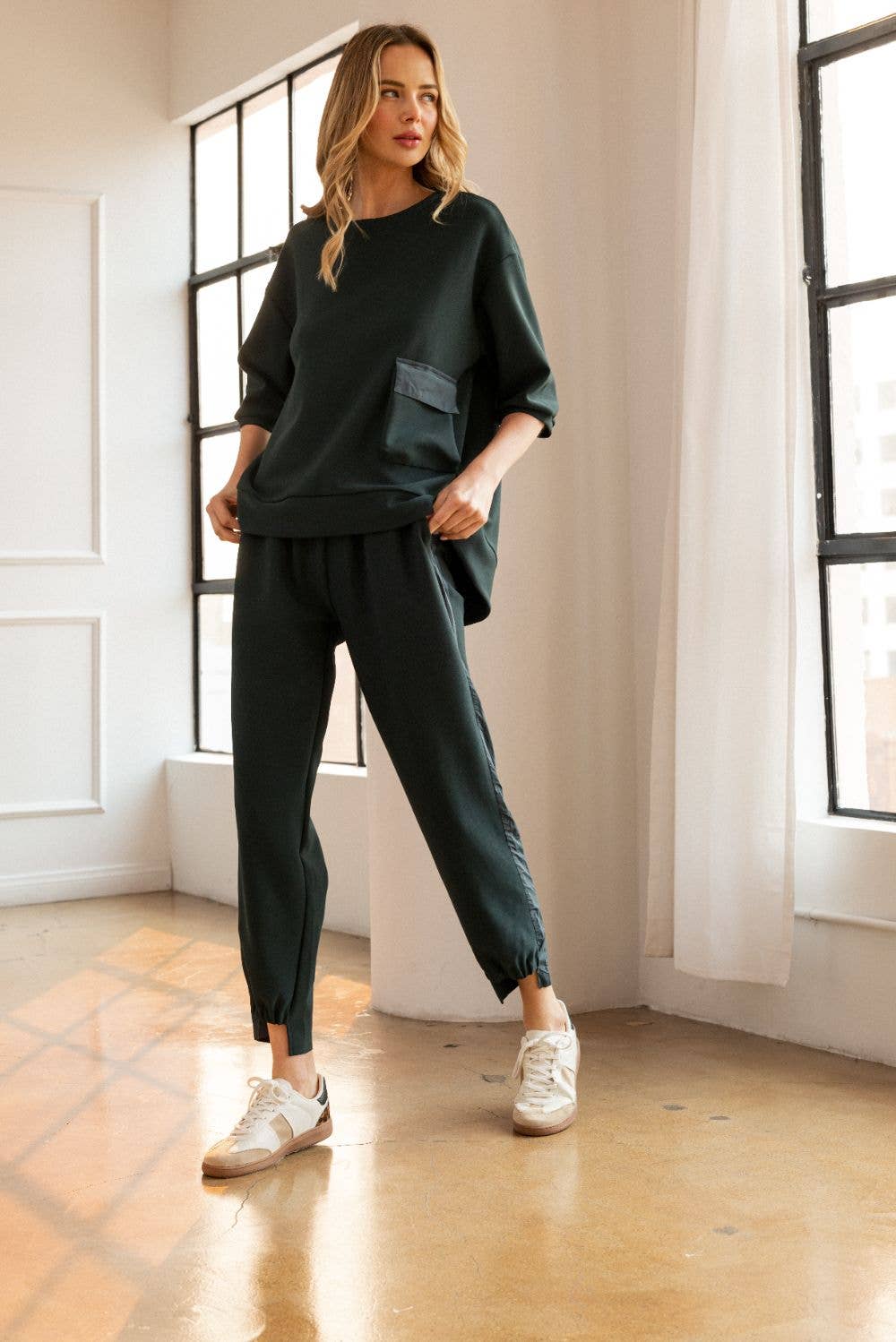 JOH APPAREL Katie Crepe Knit Pant Charcoal