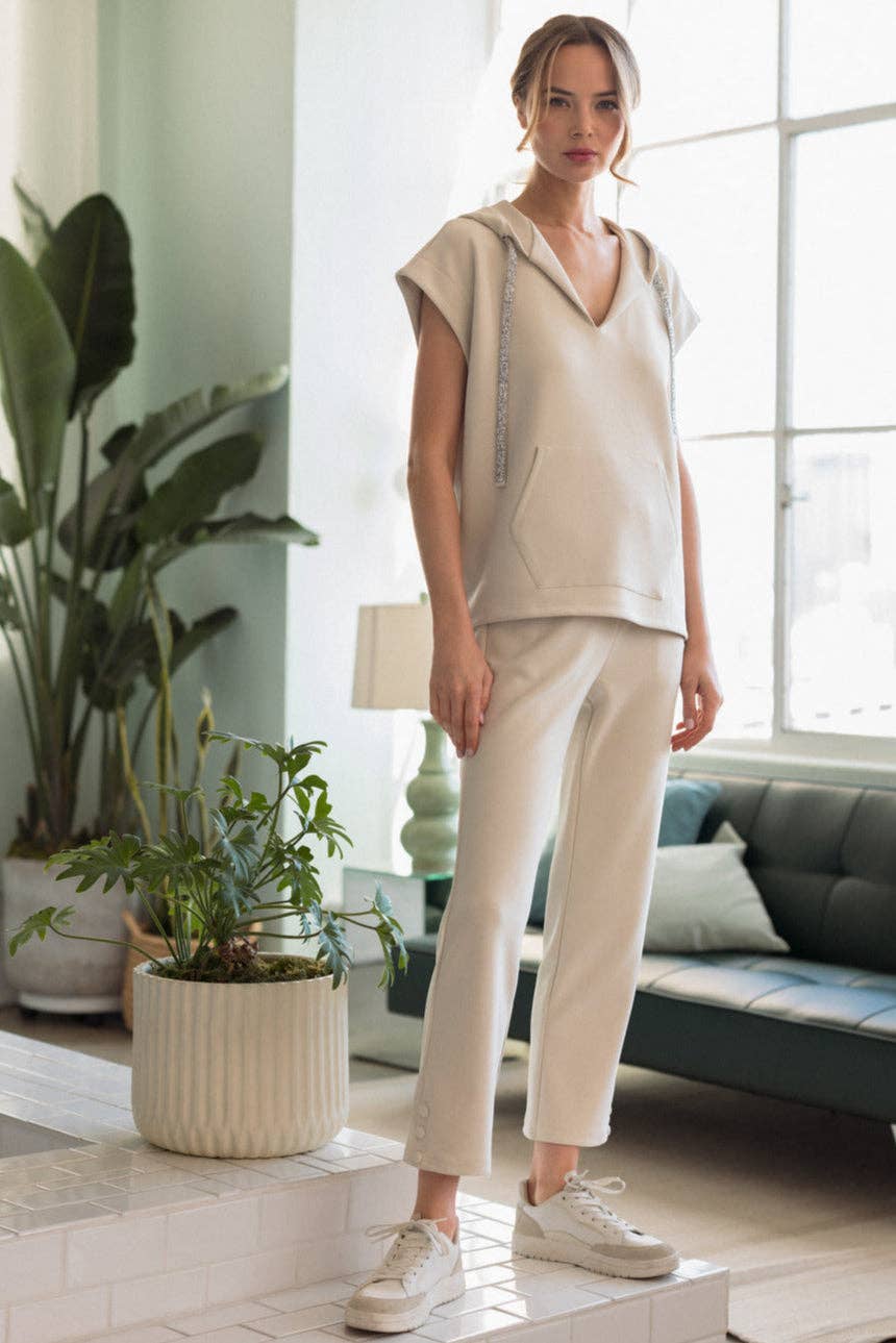 JOH APPAREL Felix Stretch Crepe Knit Pant Beige