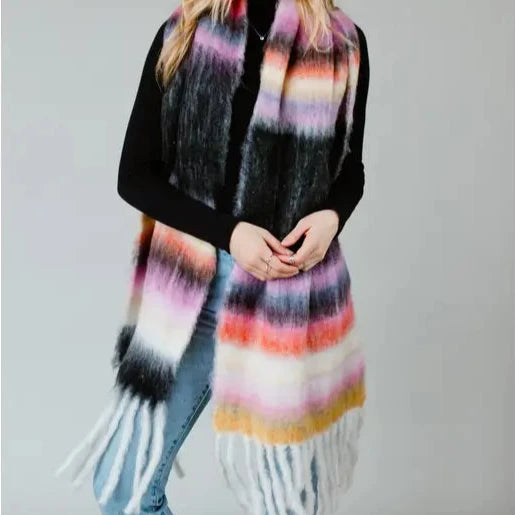 Panache - Black & Multi Oversized Scarf