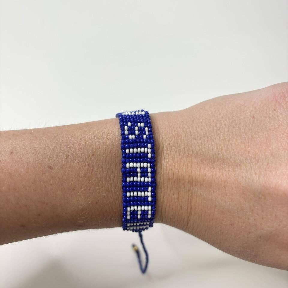 [Lisi Lerch - Penn State - Flat Adjustable Beaded Bracelet - WS], [Bracelets], [Lisi Lerch], [Plum Bottom].
