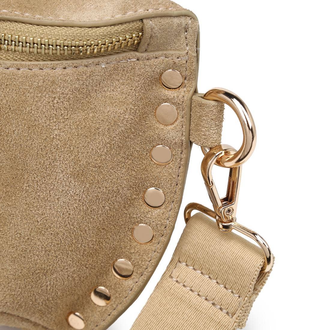 [Moda Luxe - Gizelle-Suede Belt Bag: Custard], [Handbag], [Moda Luxe], [Plum Bottom].