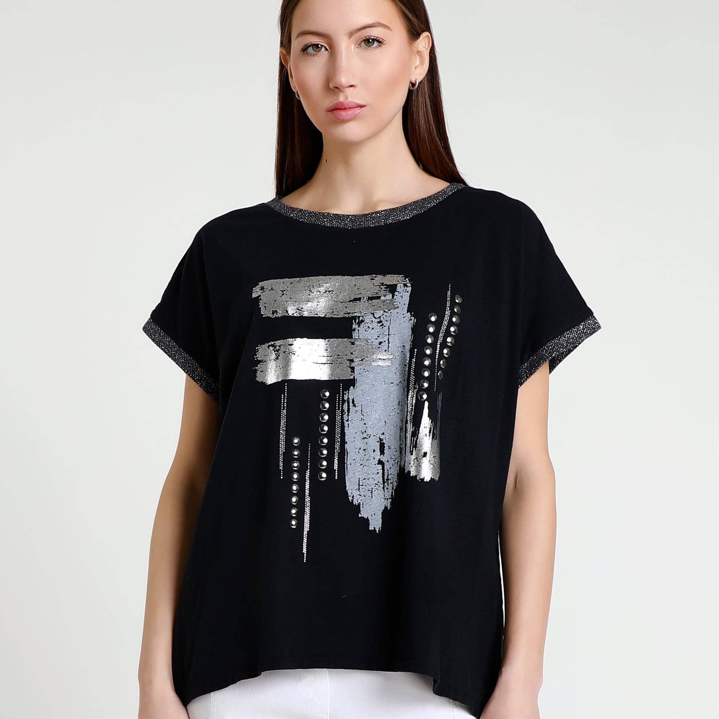 TINA STEPHENS ITALY Vanya Short Sleeve T-Shirt Black