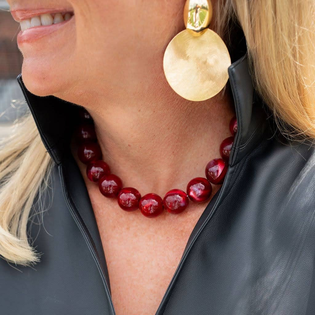 [Lisi Lerch - Ryan Beaded Acrylic Necklace - WS: Burnt Orange / 16mm], [Necklaces], [Lisi Lerch], [Plum Bottom].