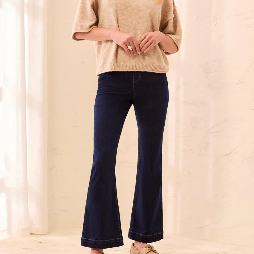 TRIBAL Audrey Boundless Stretch Denim Pull-On Flare Jeans Dark Night