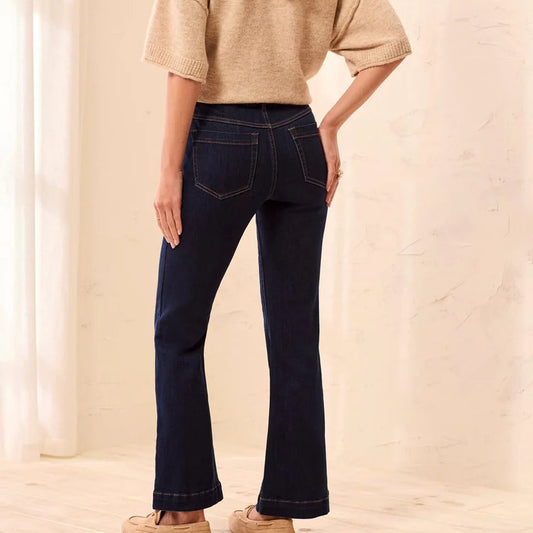 TRIBAL Audrey Boundless Stretch Denim Pull-On Flare Jeans Dark Night