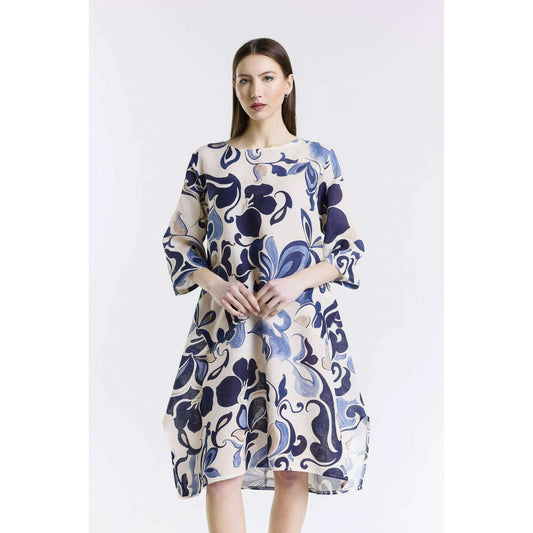 TINA Stephens Italy/Tees By Tina - April Fleur Pocket Dress (DSS165R): 409 Navy / One Size, Dresses, TINA Stephens Italy/Tees By Tina, Plum Bottom