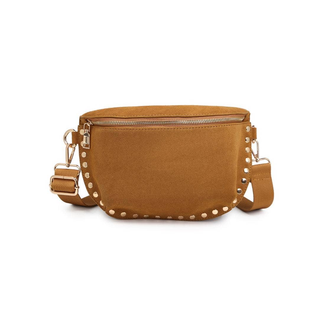[Moda Luxe - Gizelle-Suede Belt Bag: Custard], [Handbag], [Moda Luxe], [Plum Bottom].