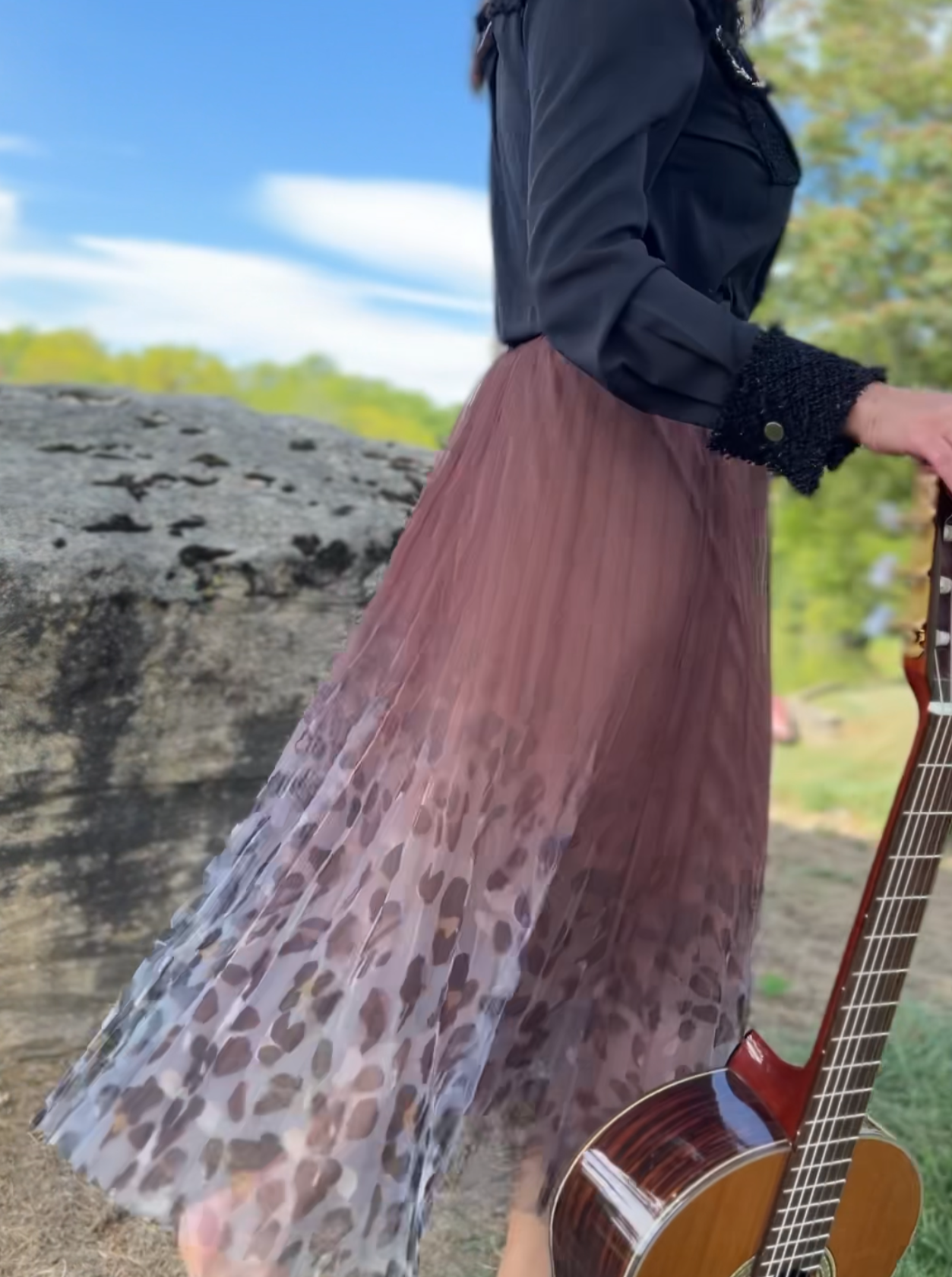 [Ellyndale - Fairy pleating mesh Skirt with Leopard print hem (Brown): Brown / O/S], [Skirts], [Ellyndale], [Plum Bottom].