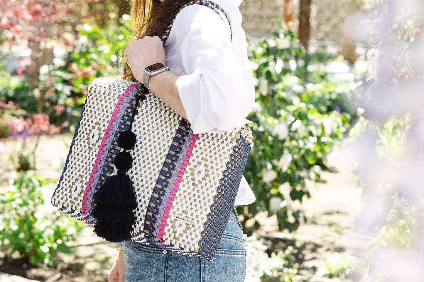 VALEROSA Diagonal Shopper Bag Peony