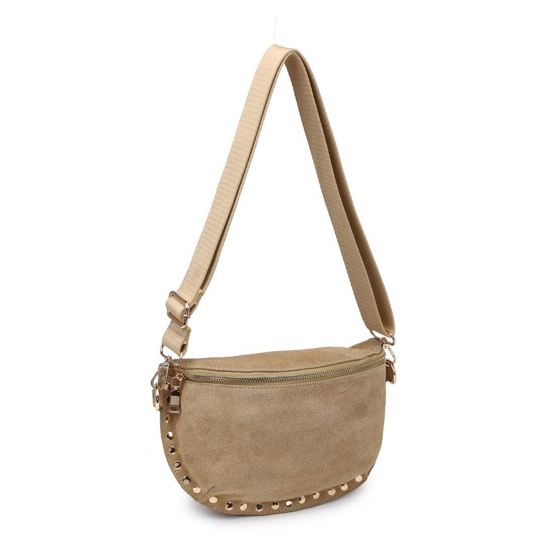 [Moda Luxe - Gizelle-Suede Belt Bag: Custard], [Handbag], [Moda Luxe], [Plum Bottom].