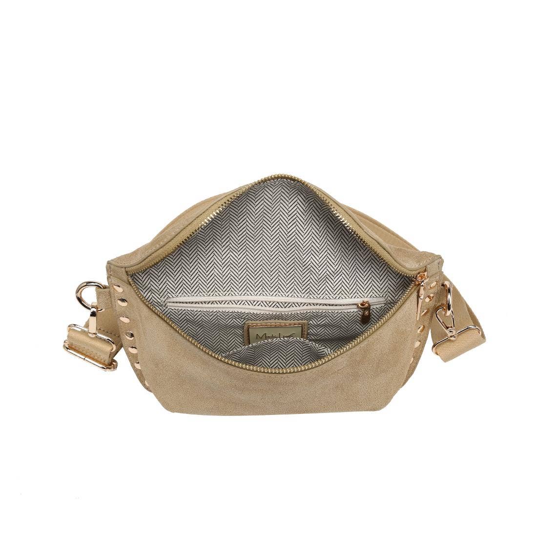[Moda Luxe - Gizelle-Suede Belt Bag: Custard], [Handbag], [Moda Luxe], [Plum Bottom].