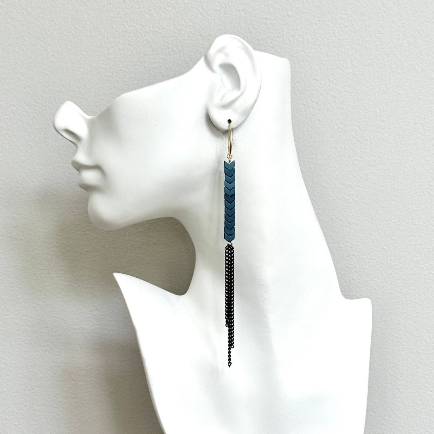 [David Aubrey Jewelry - NDNE27 Bue iris shoulder duster earrings], [Earrings], [David Aubrey Jewelry], [Plum Bottom].