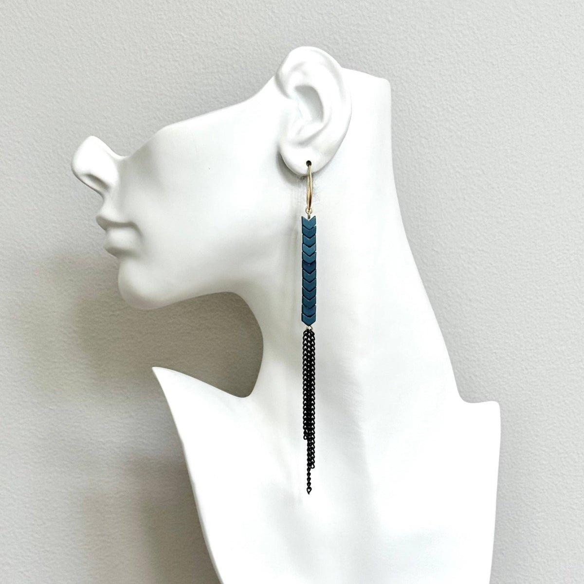 [David Aubrey Jewelry - NDNE27 Bue iris shoulder duster earrings], [Earrings], [David Aubrey Jewelry], [Plum Bottom].