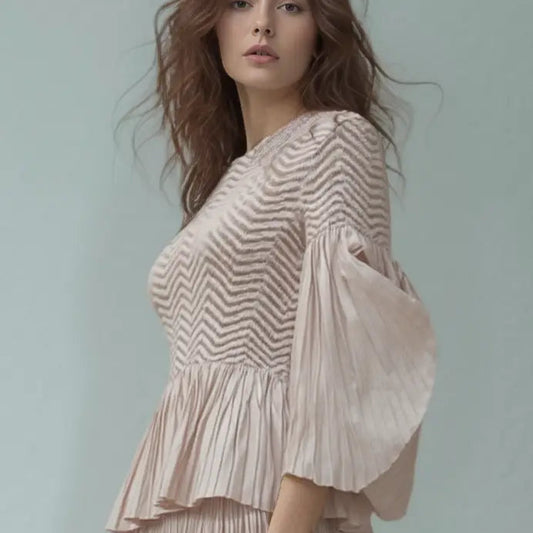 Ellyndale - Pleating Blouse Top - Pink