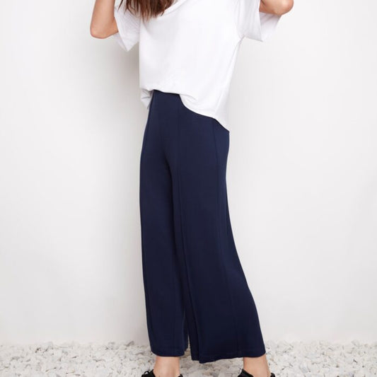 UP! 68872 Wide Leg Pintuck Crop Pant Harbour or Black