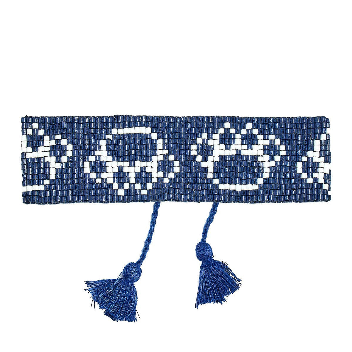 [Lisi Lerch - Wide Navy Paw Print - Flat Adjustable Beaded Tassel Bracelet - WS], [Bracelets], [Lisi Lerch], [Plum Bottom].