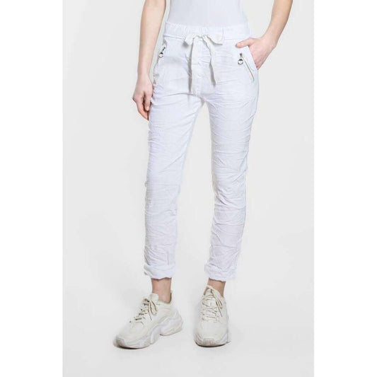 [TINA Stephens Italy/Tees By Tina - Riley Zipper Pocket Pant (PL151): 100 White], [CLOTHING], [TINA Stephens Italy/Tees By Tina], [Plum Bottom].
