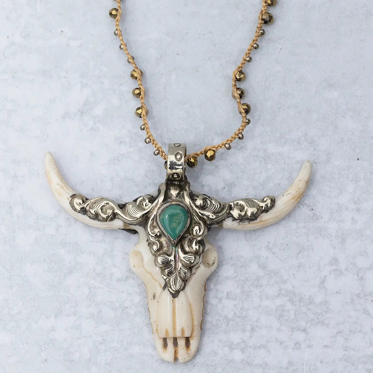 NATIVE GEM Treasure Longhorn handcrochet  32" Necklace
