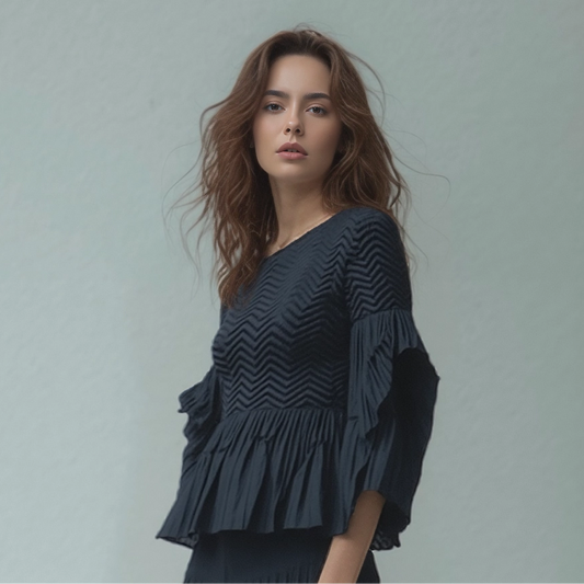 Ellyndale - Pleating Blouse Top - Black