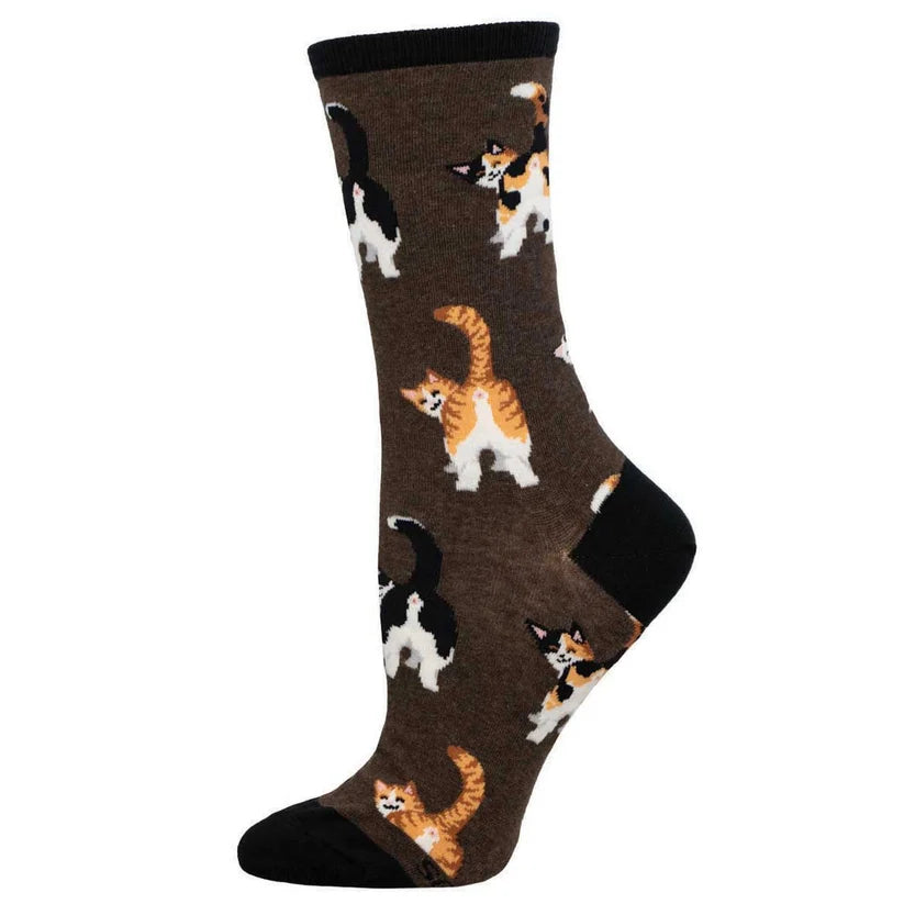 [SOCKSMITH CAT BUTTS crew socks], [SOCKS], [SOCKSMITH], [Plum Bottom].
