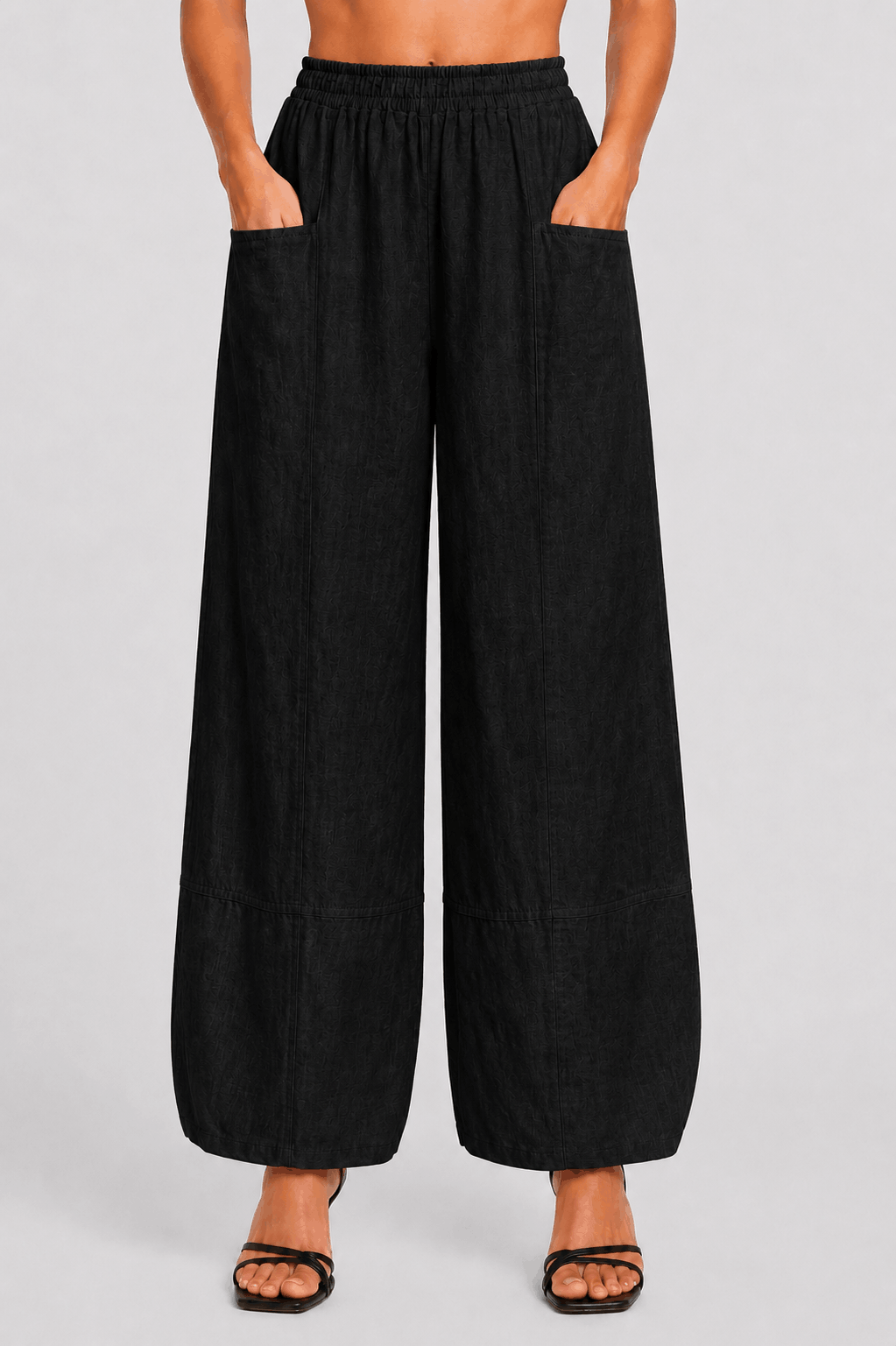 [TINA Stephens Italy/Tees By Tina - Maritza Linen Balloon Pant (PL912): 001 Black / One Size], [Pants], [TINA Stephens Italy/Tees By Tina], [Plum Bottom].