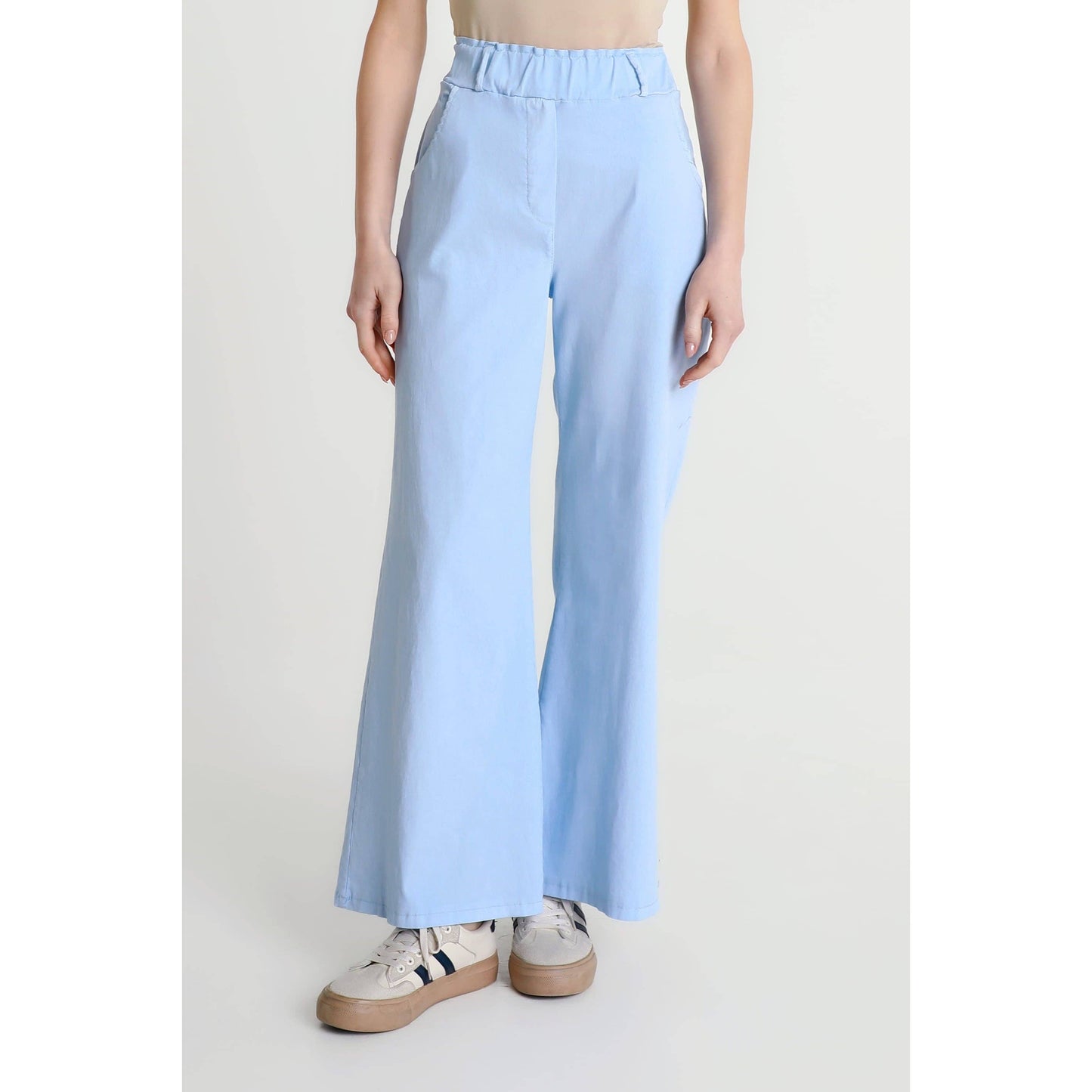 [TINA Stephens Italy/Tees By Tina - Hera Flared Leg Pull-on Pant (PL406): 427 Jeans / One Size], [CLOTHING], [TINA Stephens Italy/Tees By Tina], [Plum Bottom].