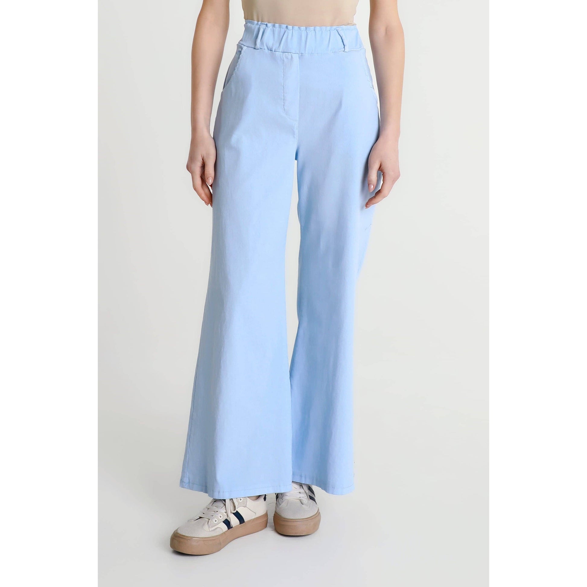 [TINA Stephens Italy/Tees By Tina - Hera Flared Leg Pull-on Pant (PL406): 427 Jeans / One Size], [CLOTHING], [TINA Stephens Italy/Tees By Tina], [Plum Bottom].
