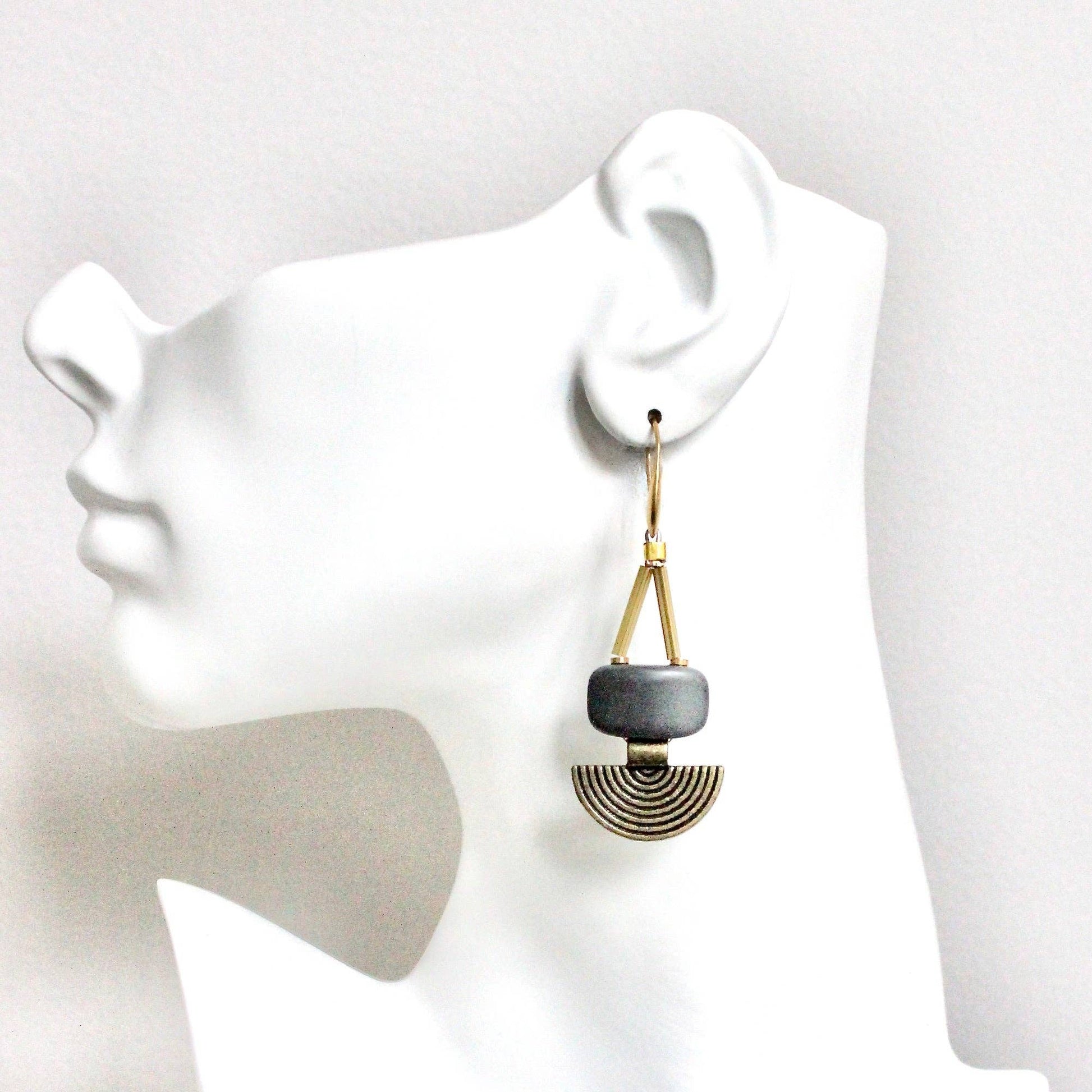 [David Aubrey Jewelry - HYLE42 Artdeco Hematite earrings], [Earrings], [David Aubrey Jewelry], [Plum Bottom].
