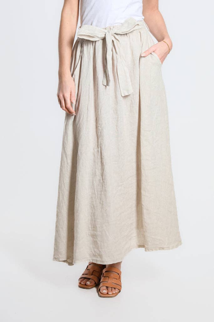 [TINA Stephens Italy/Tees By Tina - Angie A-Line Long Linen Skirt with Pockets (SL113): 250 Beige], [CLOTHING], [TINA Stephens Italy/Tees By Tina], [Plum Bottom].