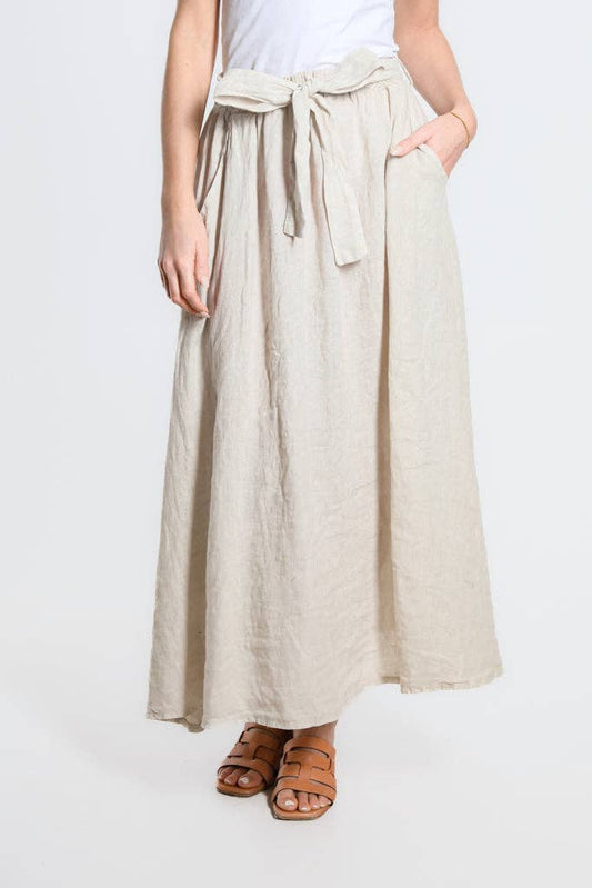 [TINA Stephens Italy/Tees By Tina - Angie A-Line Long Linen Skirt with Pockets (SL113): 250 Beige], [CLOTHING], [TINA Stephens Italy/Tees By Tina], [Plum Bottom].