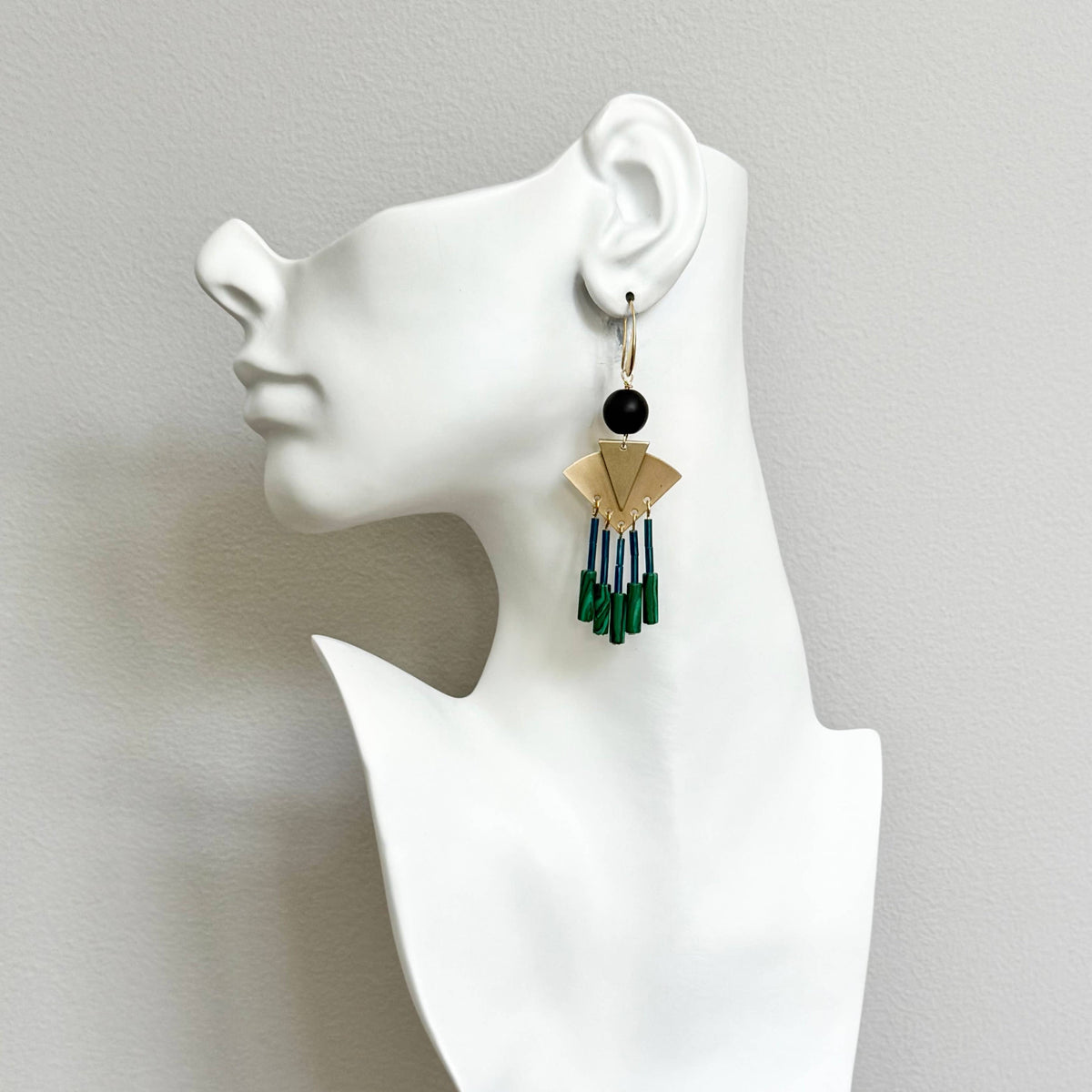 [David Aubrey Jewelry - NDNE26 Artdeco iris blue and malachite earrings], [Earrings], [David Aubrey Jewelry], [Plum Bottom].