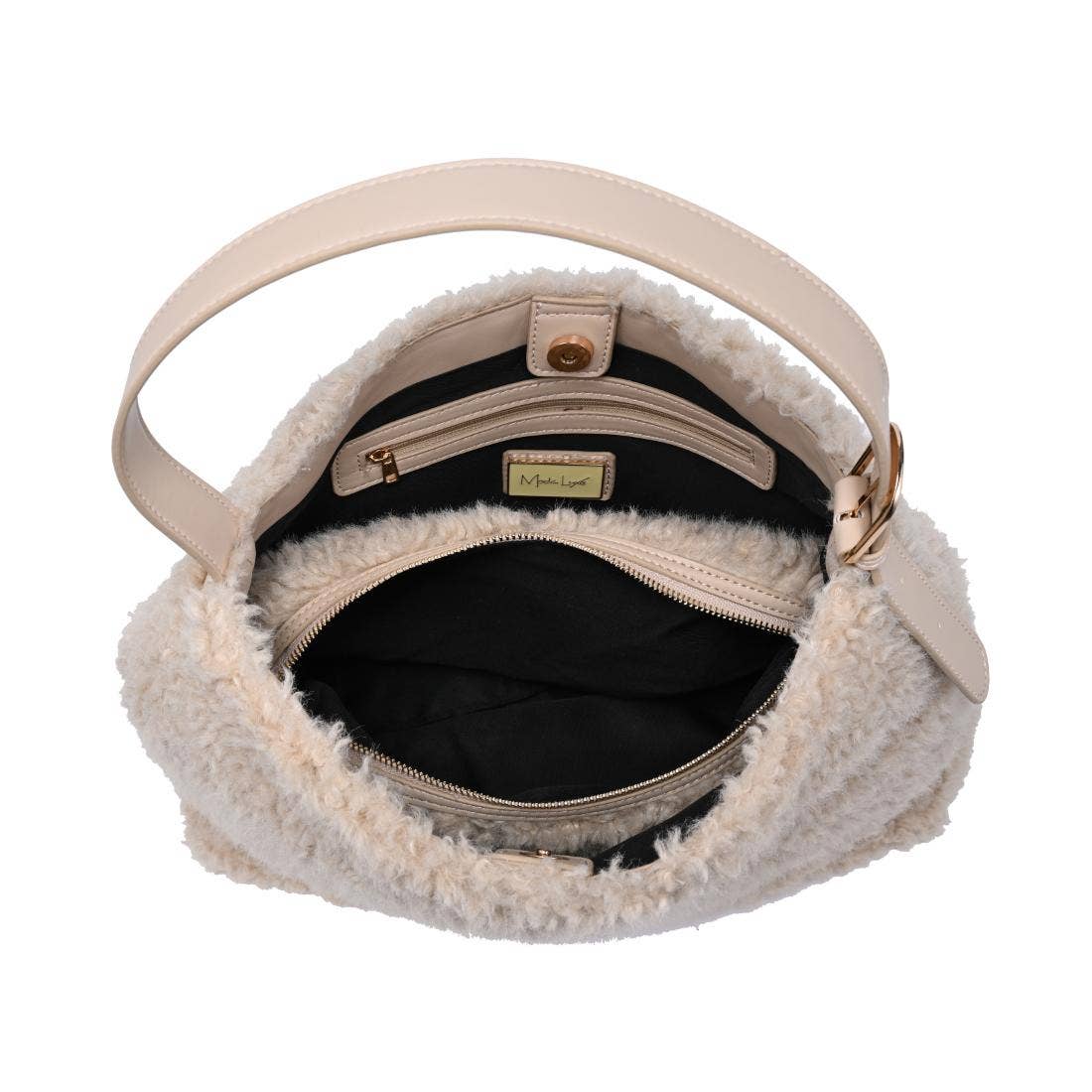 [Moda Luxe - Neve Sherpa Tote: Cream], [Handbags], [Moda Luxe], [Plum Bottom].
