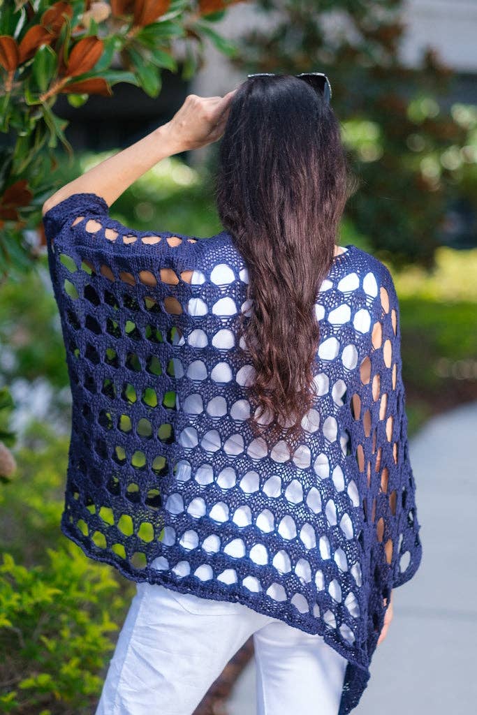 [TINA Stephens Italy/Tees By Tina - Oceana Circle Open Knit Topper (BQ904): 409 Navy], [CLOTHING], [TINA Stephens Italy/Tees By Tina], [Plum Bottom].