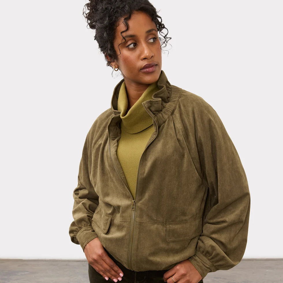 FDJ Cinched Hem Bomber Jacket Olive