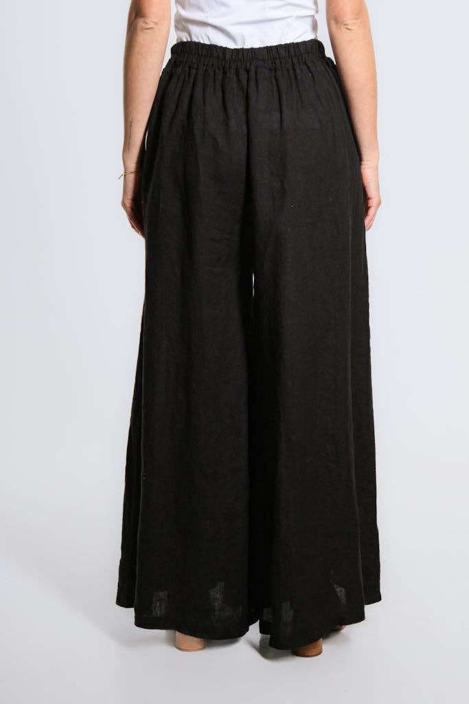 [TINA Stephens Italy/Tees By Tina - Angelena Linen Wide Leg Pant (PL187): 001 Black], [CLOTHING], [TINA Stephens Italy/Tees By Tina], [Plum Bottom].