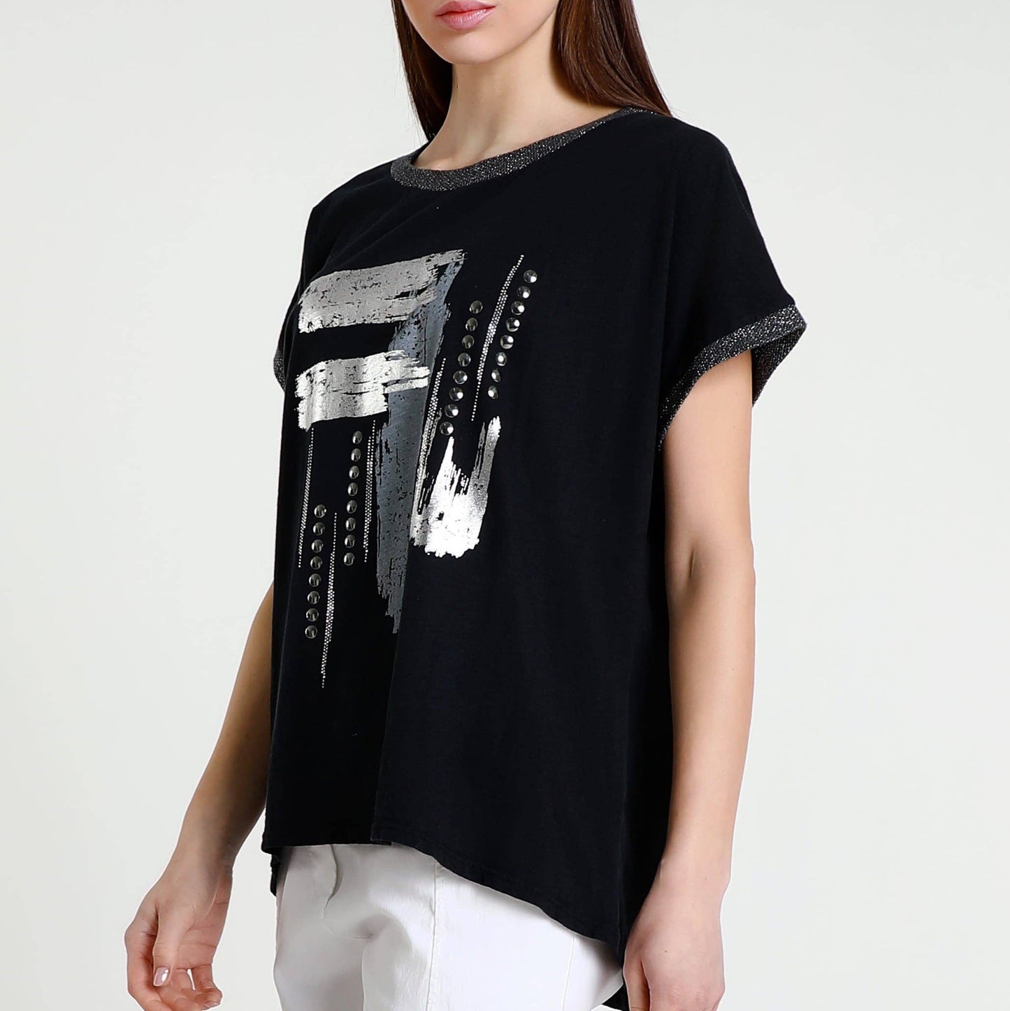 TINA STEPHENS ITALY Vanya Short Sleeve T-Shirt Black