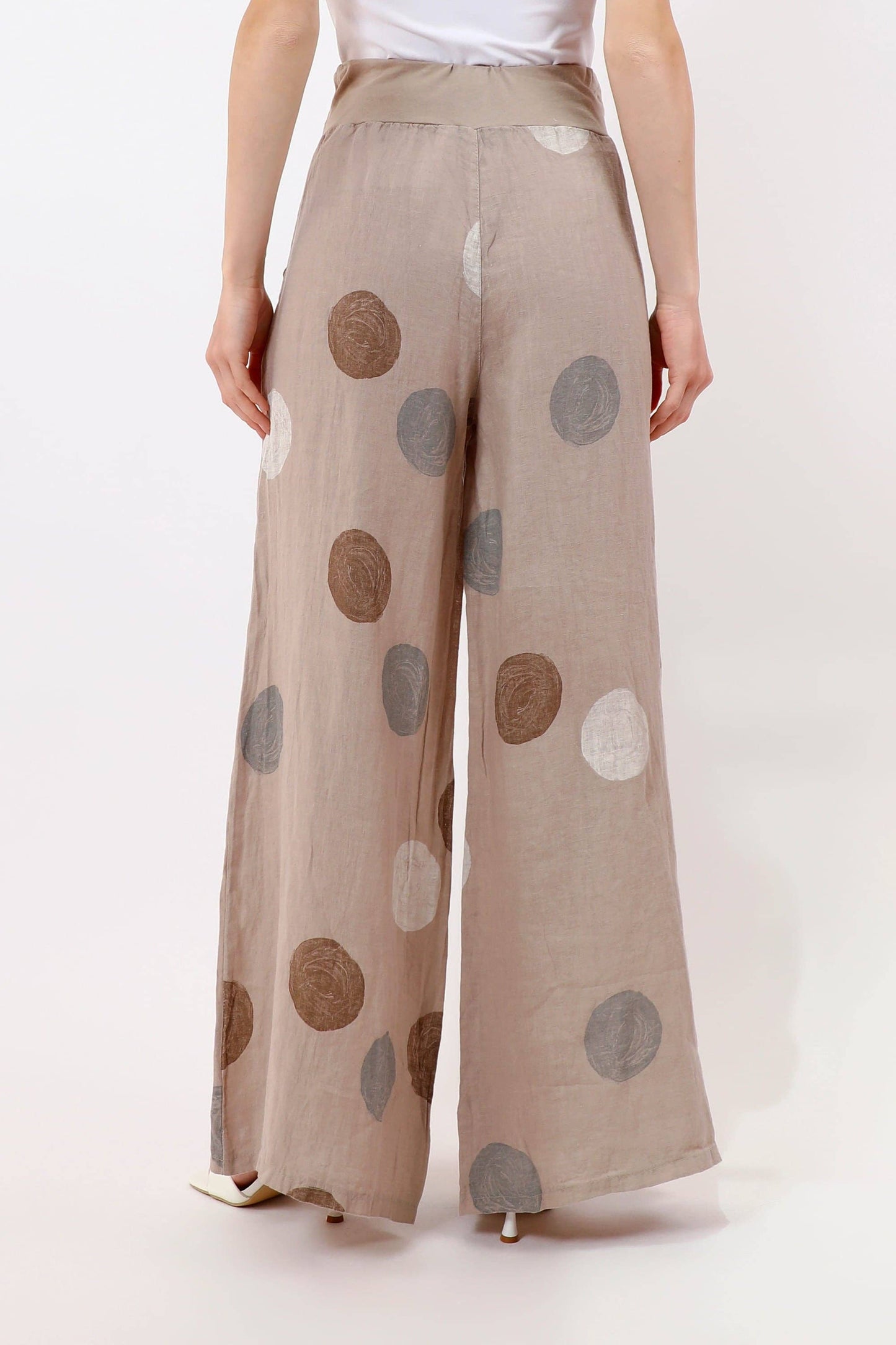 [TINA Stephens Italy/Tees By Tina - Meri Circle Linen Palazzo Pant (PL921C): 286 Cashmere / One Size], [Pants], [TINA Stephens Italy/Tees By Tina], [Plum Bottom].