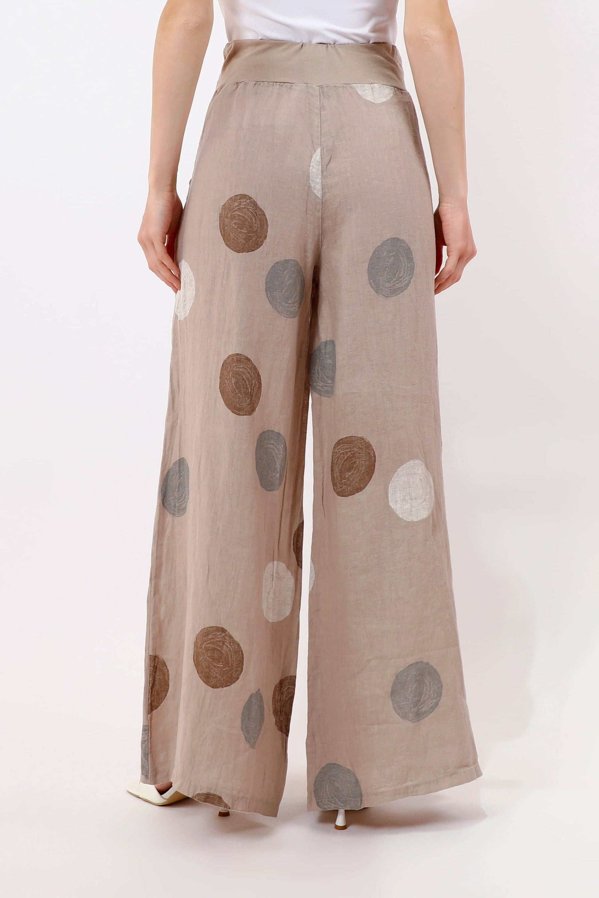[TINA Stephens Italy/Tees By Tina - Meri Circle Linen Palazzo Pant (PL921C): 286 Cashmere / One Size], [Pants], [TINA Stephens Italy/Tees By Tina], [Plum Bottom].