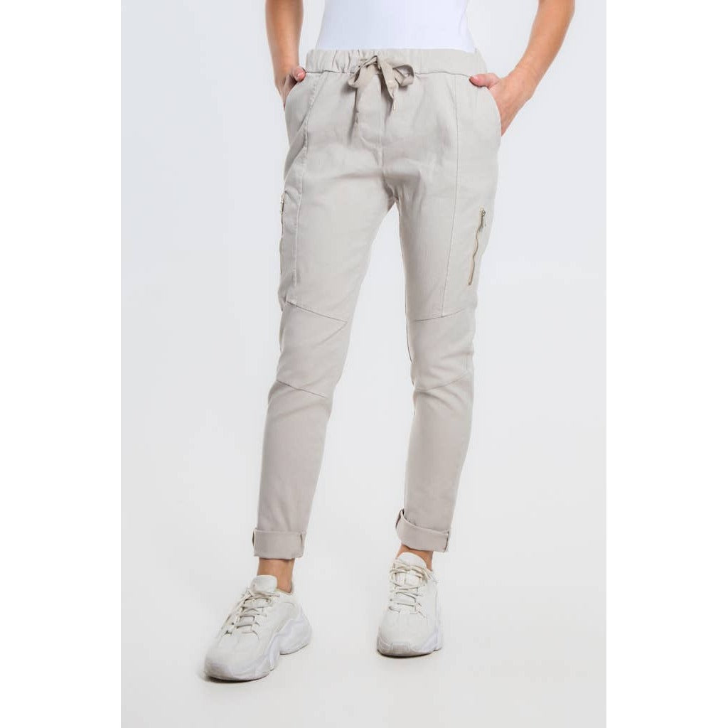 [TINA Stephens Italy/Tees By Tina - Danica Side Zipper Pant (PL155): 250 Beige], [CLOTHING], [TINA Stephens Italy/Tees By Tina], [Plum Bottom].